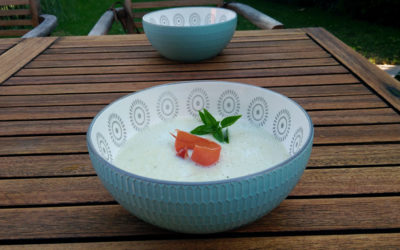 Geeiste Melonensuppe mit Parmaschinken