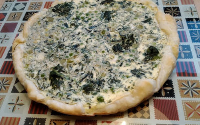 Quiche mit Spinat, Erbsen und Ziegenfrischkäse