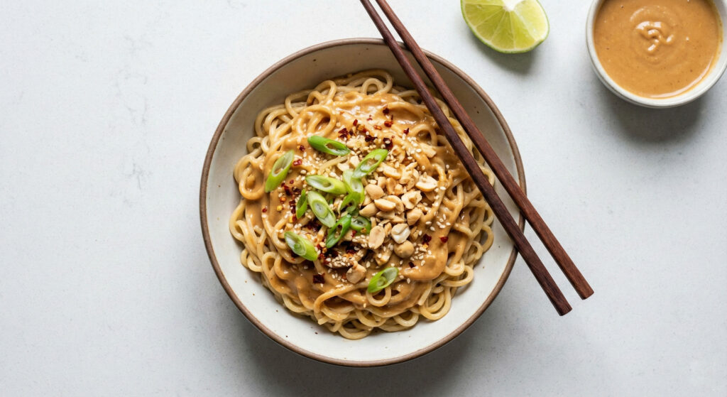 Ramen mit Erdnuss-Limetten-Sauce