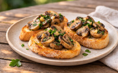 Knoblauch-Champignons auf Brot – fertig in 10 Minuten