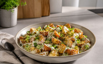 Crispy Kartoffelsalat aus dem Ofen – außen knusprig, innen cremig